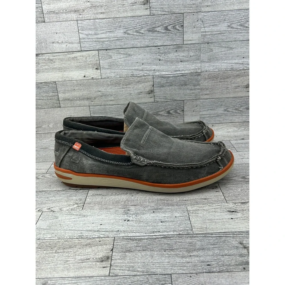 Skechers Relaxed Fit Men's Charcoal Canvas Loafer Shoes Slip On Size‎ 9